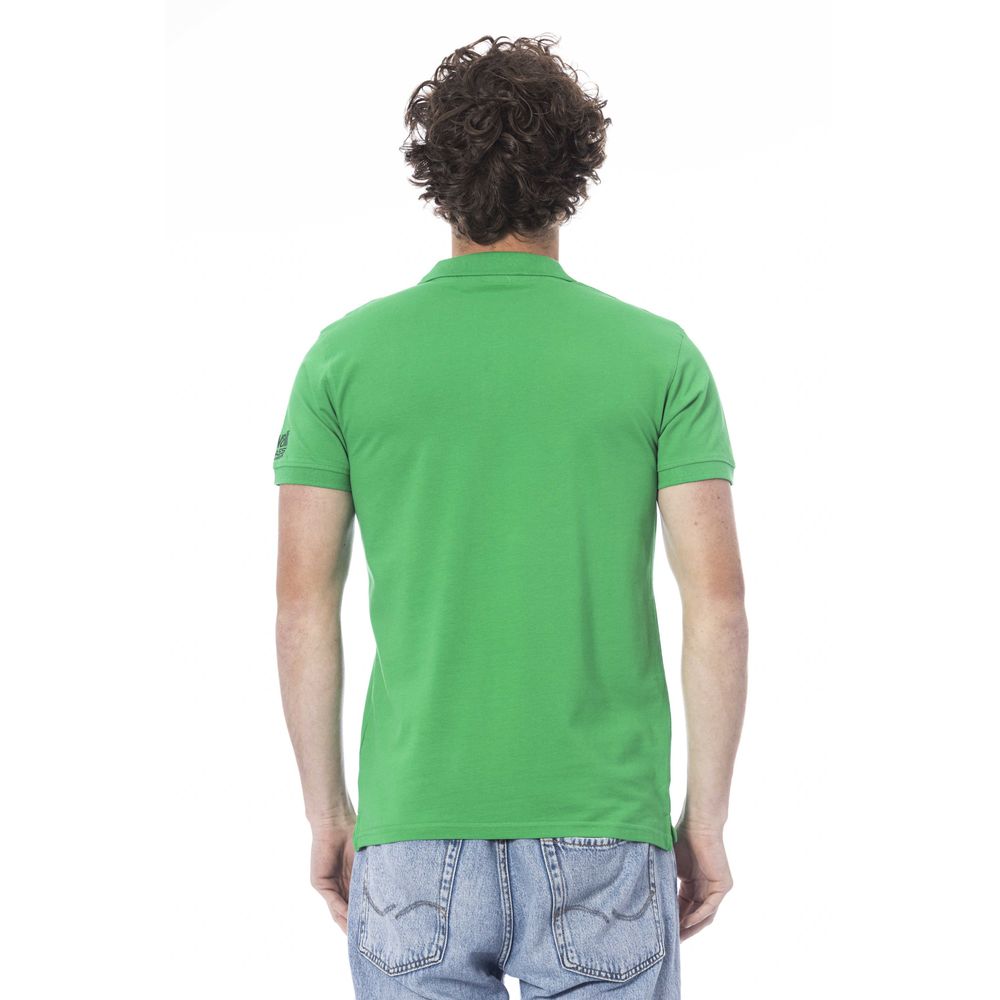 Green Cotton Men Polo Shirt