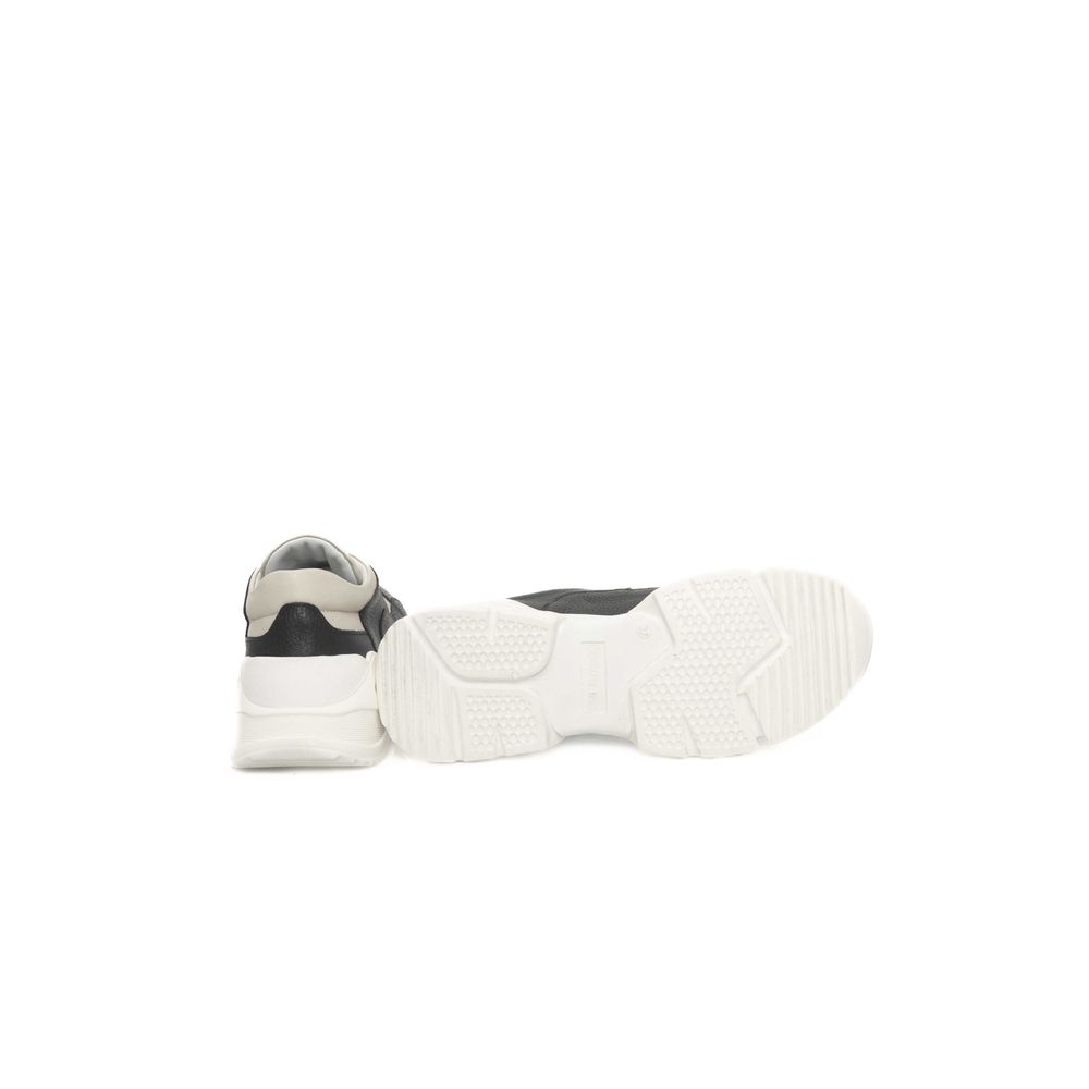 Black Leather Women Platform Sneaker