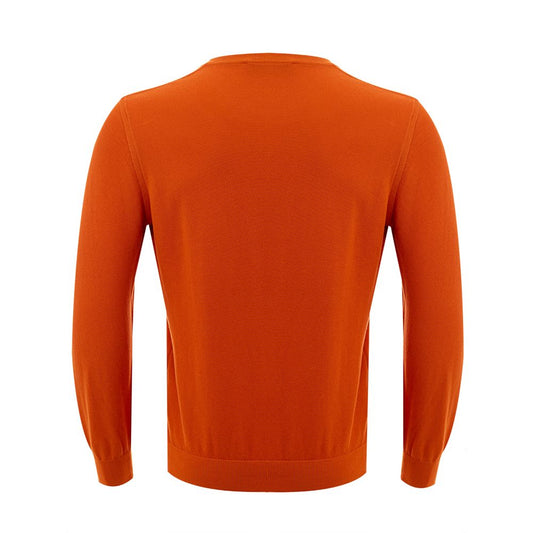 Classic Orange Cotton Sweater for Elegant Men