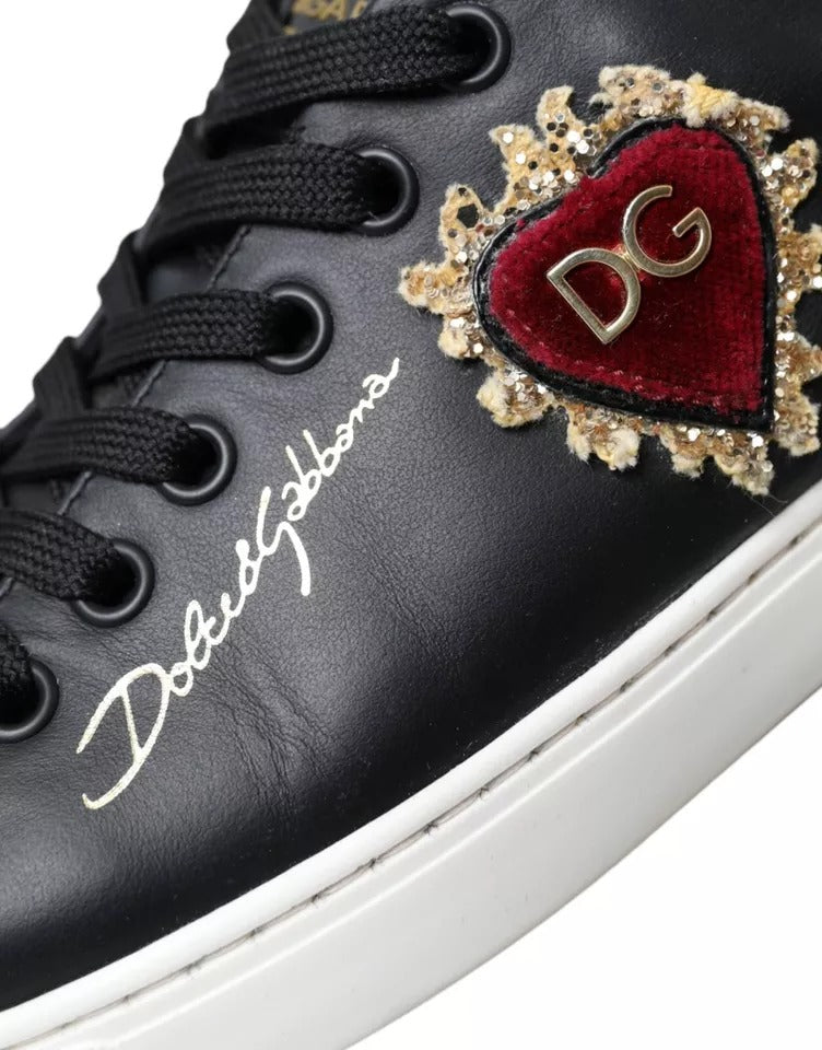 Black Portofino Sacred Heart Sneakers Shoes