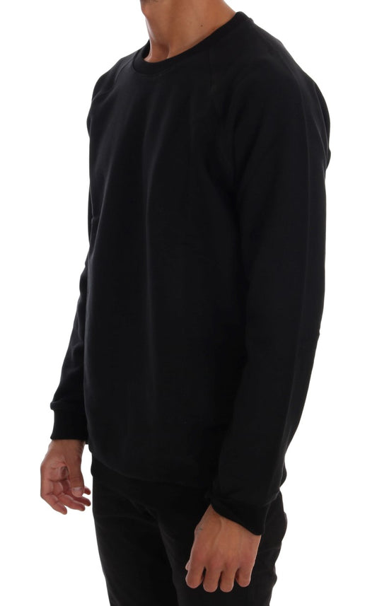 Elegant Black Cotton Crewneck Sweater