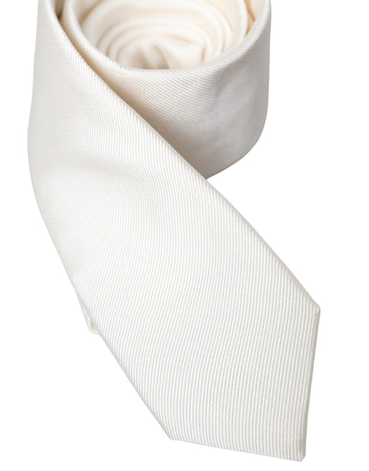 White Solid 100% Silk Adjustable Tie