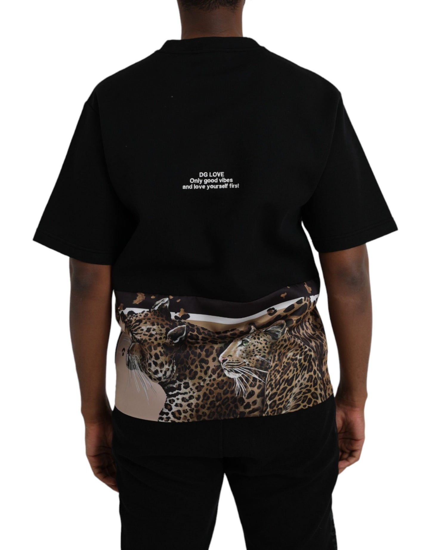 Black Leopard Cotton Short Sleeves T-shirt