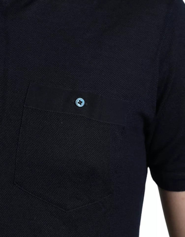 Polo Navy Blue Collared Silk Men T-shirt