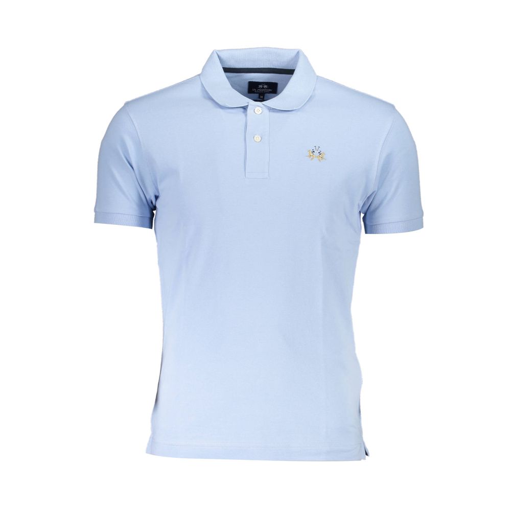 Light Blue Cotton Men Polo Shirt