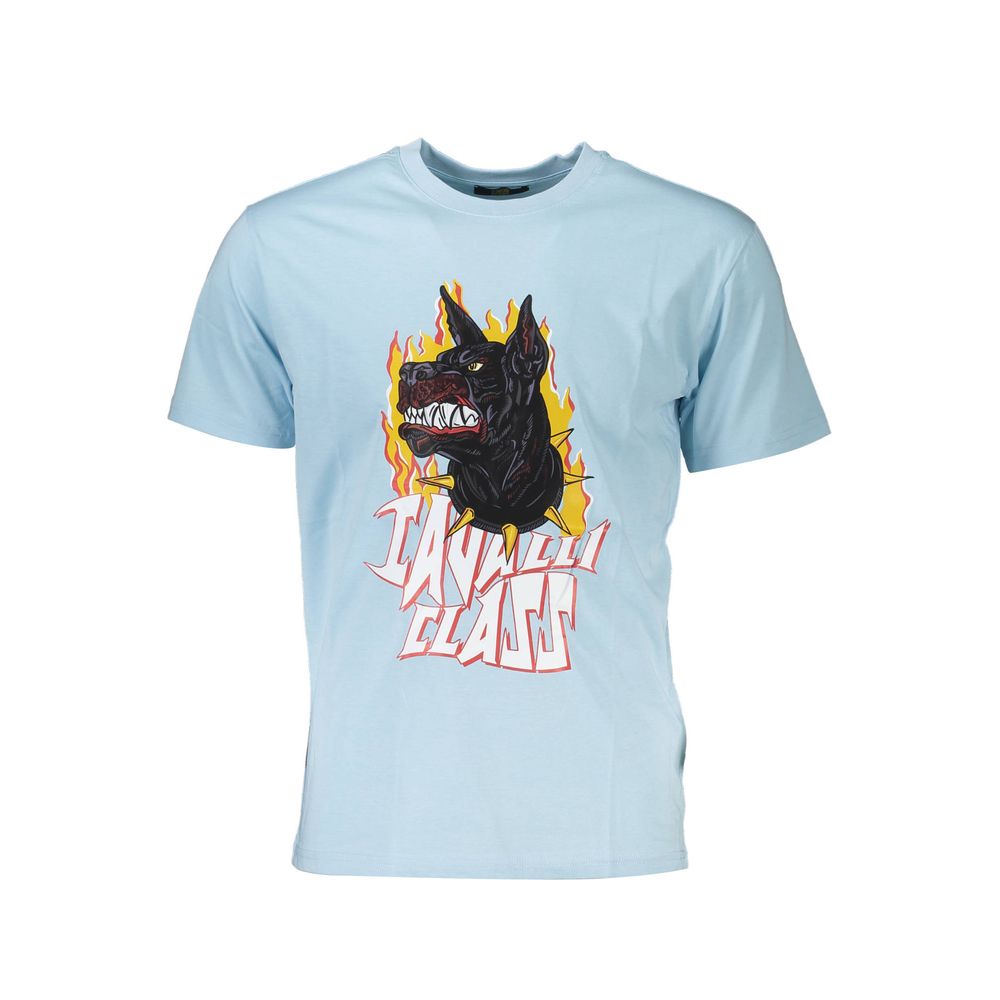 Light Blue Cotton Men T-Shirt