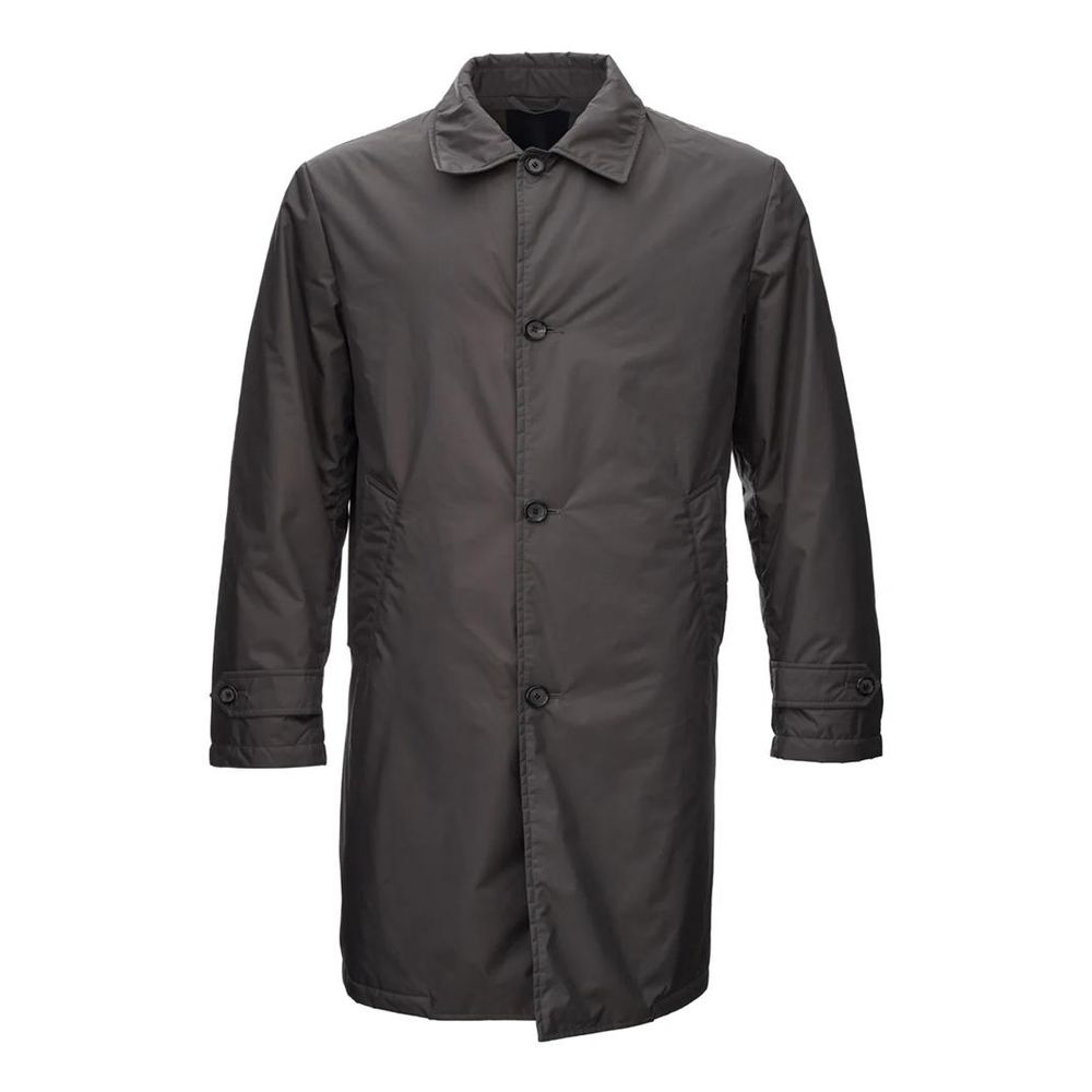 Brown Polyester Men's Trench Jacket