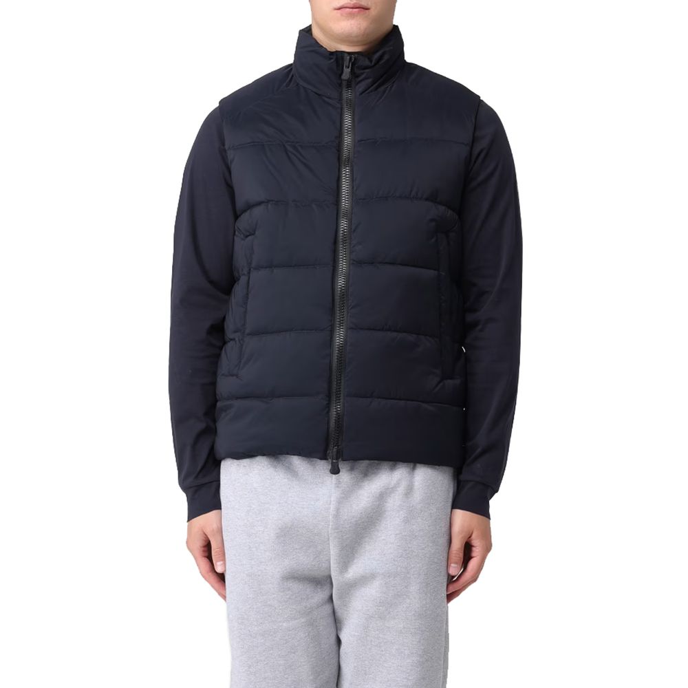 Blue Polyester Men Vest