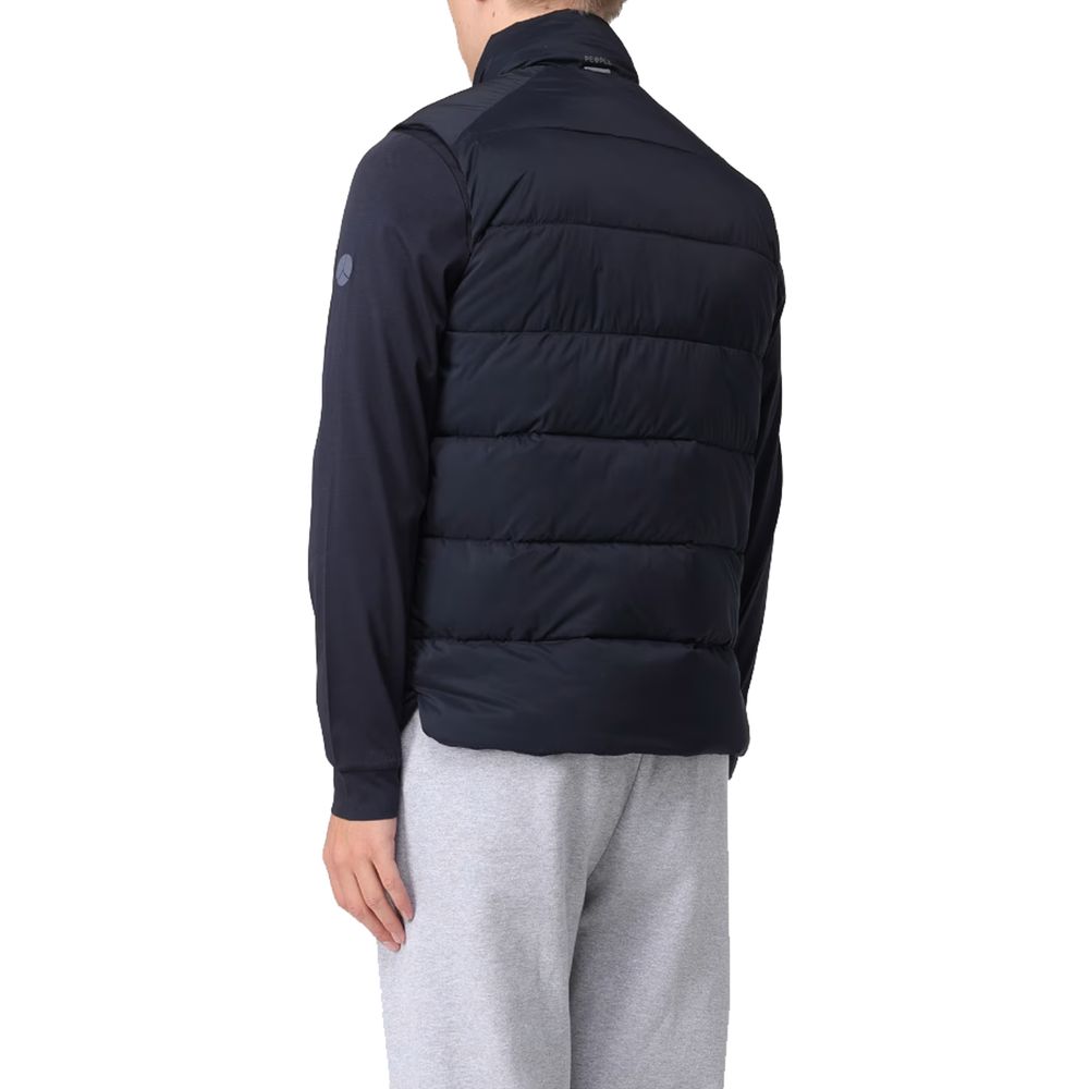Blue Polyester Men Vest