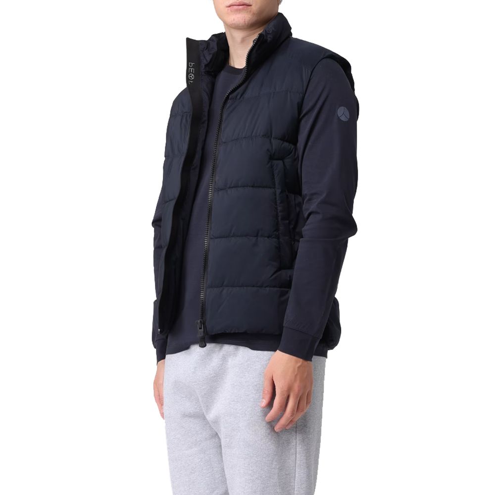 Blue Polyester Men Vest