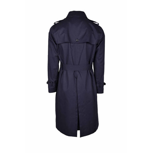 Blue Cotton Men's Trench Coat