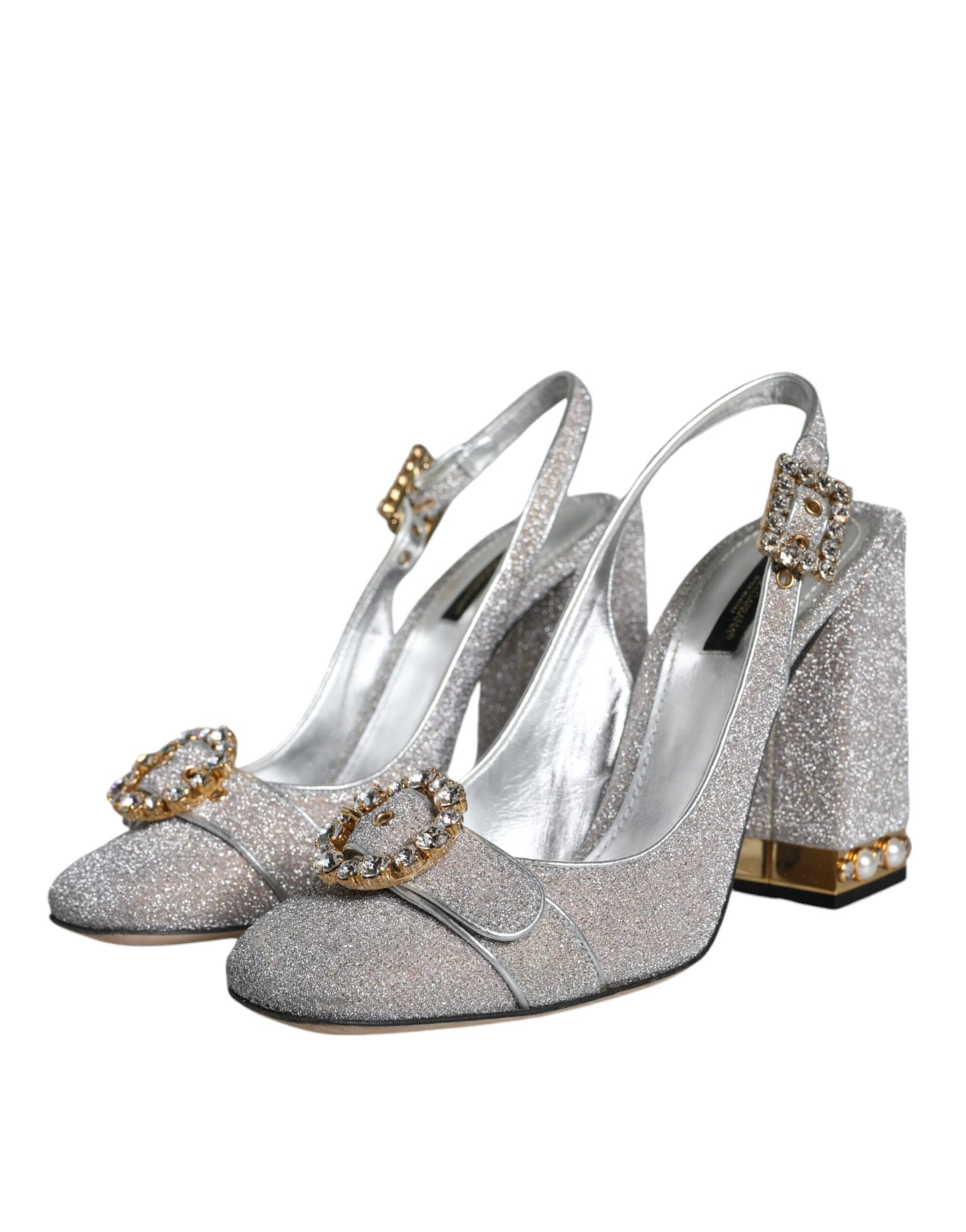 Silver Crystal Slingback Heels Sandals Shoes