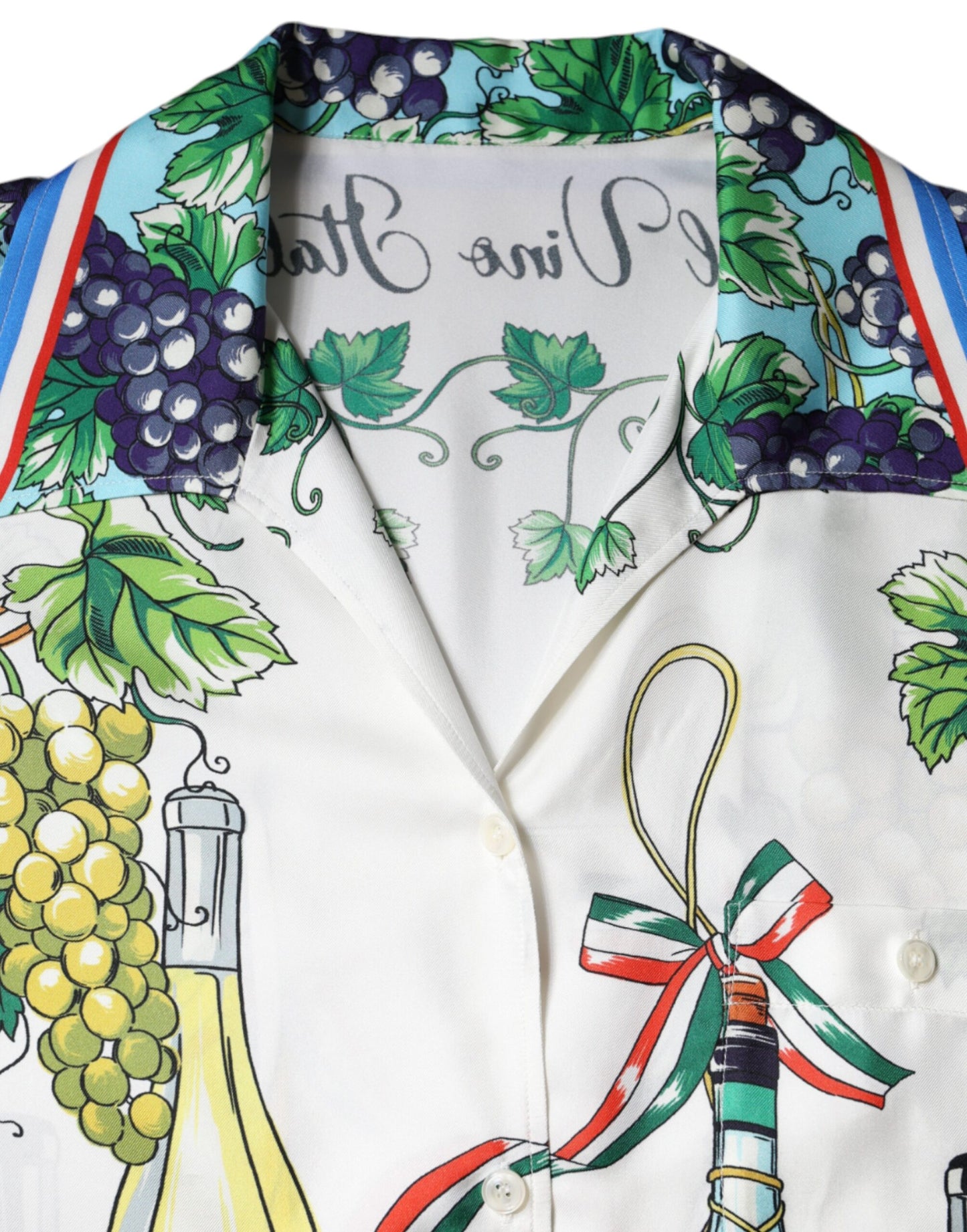 Multicolor Silk Wine Print Shirt Polo Top