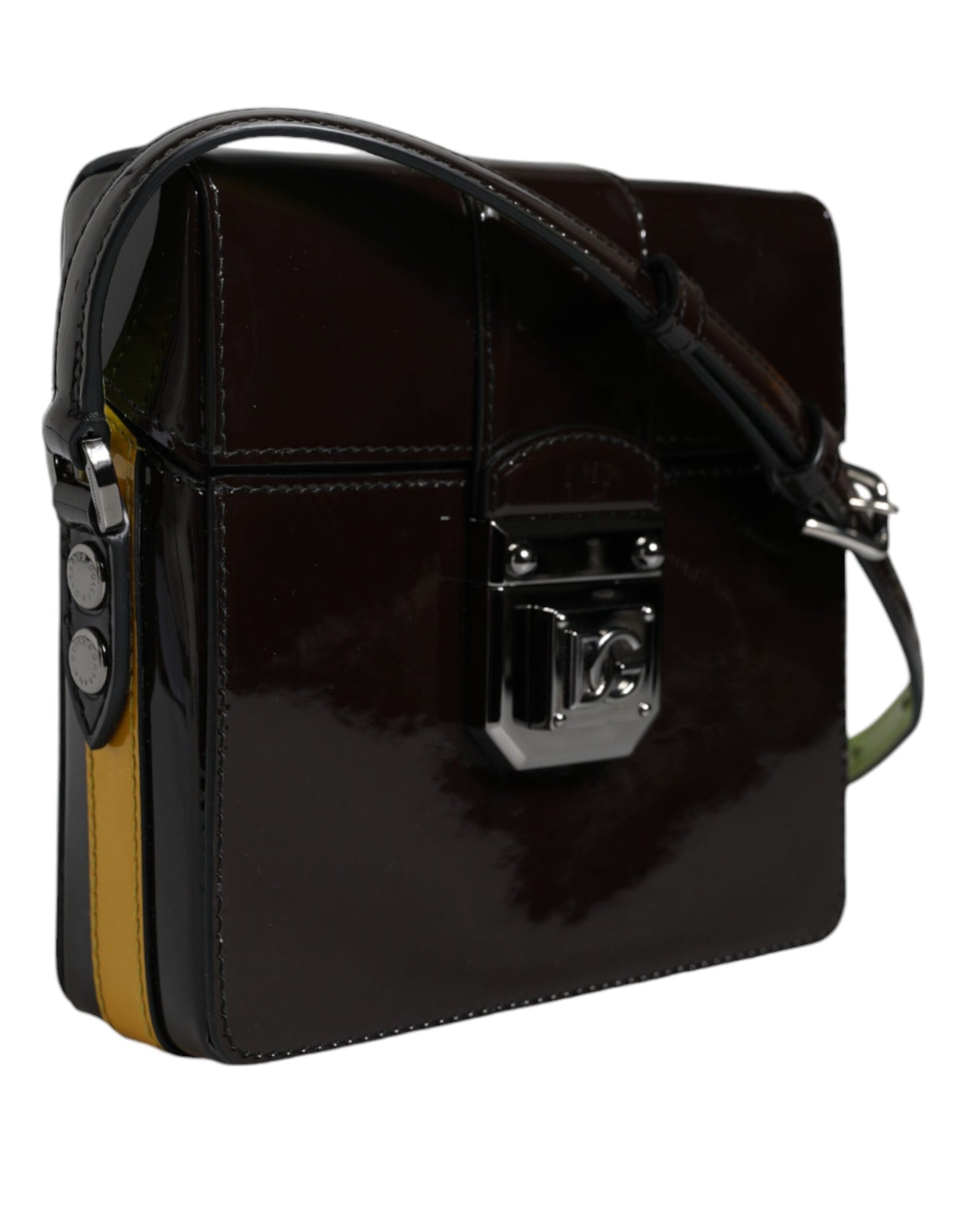 Black Glossy Leather Crossbody Shoulder Bag