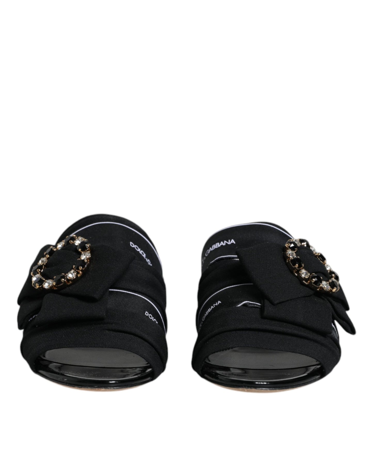Black White Crystal Slides Sandals Shoes