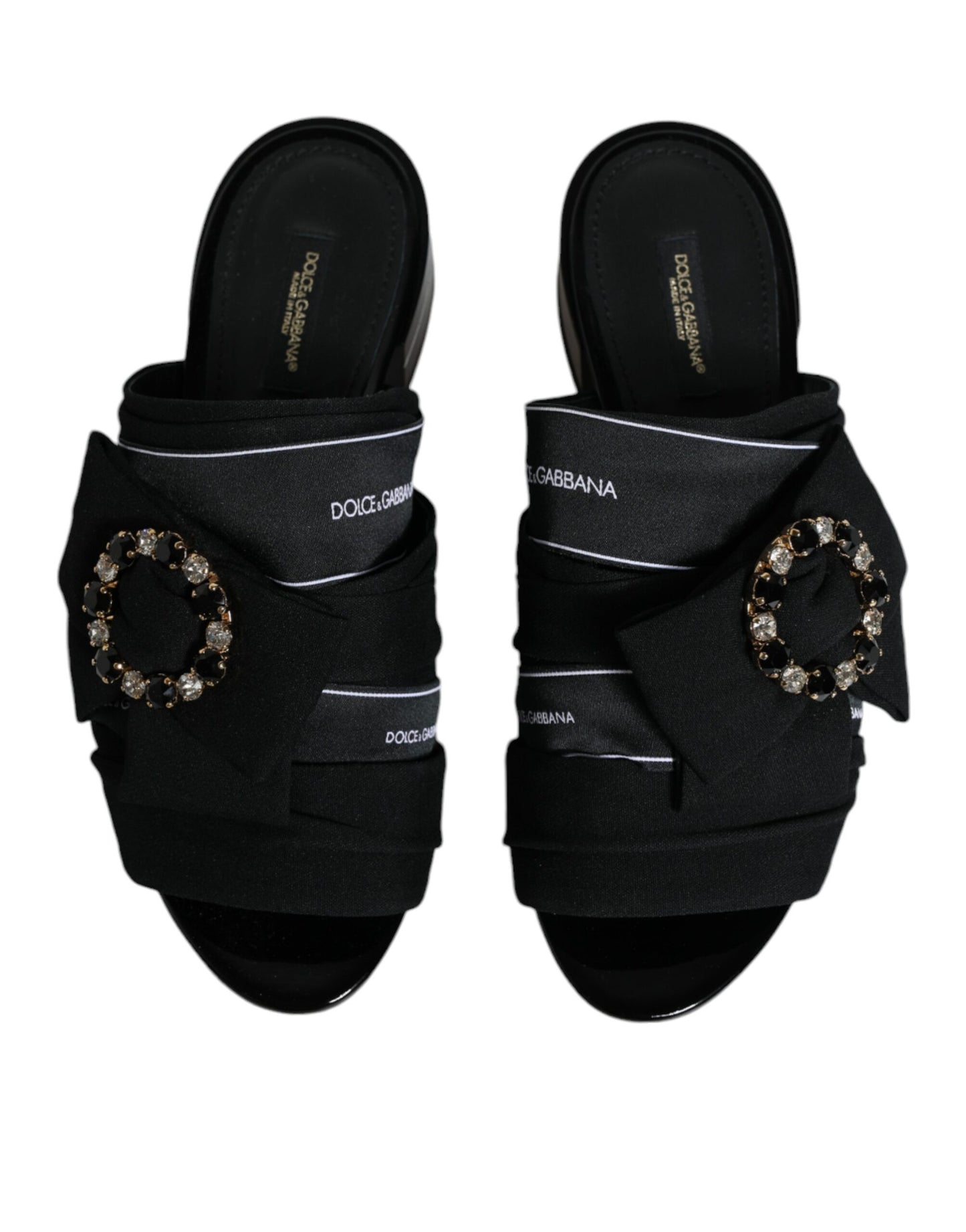 Black White Crystal Slides Sandals Shoes