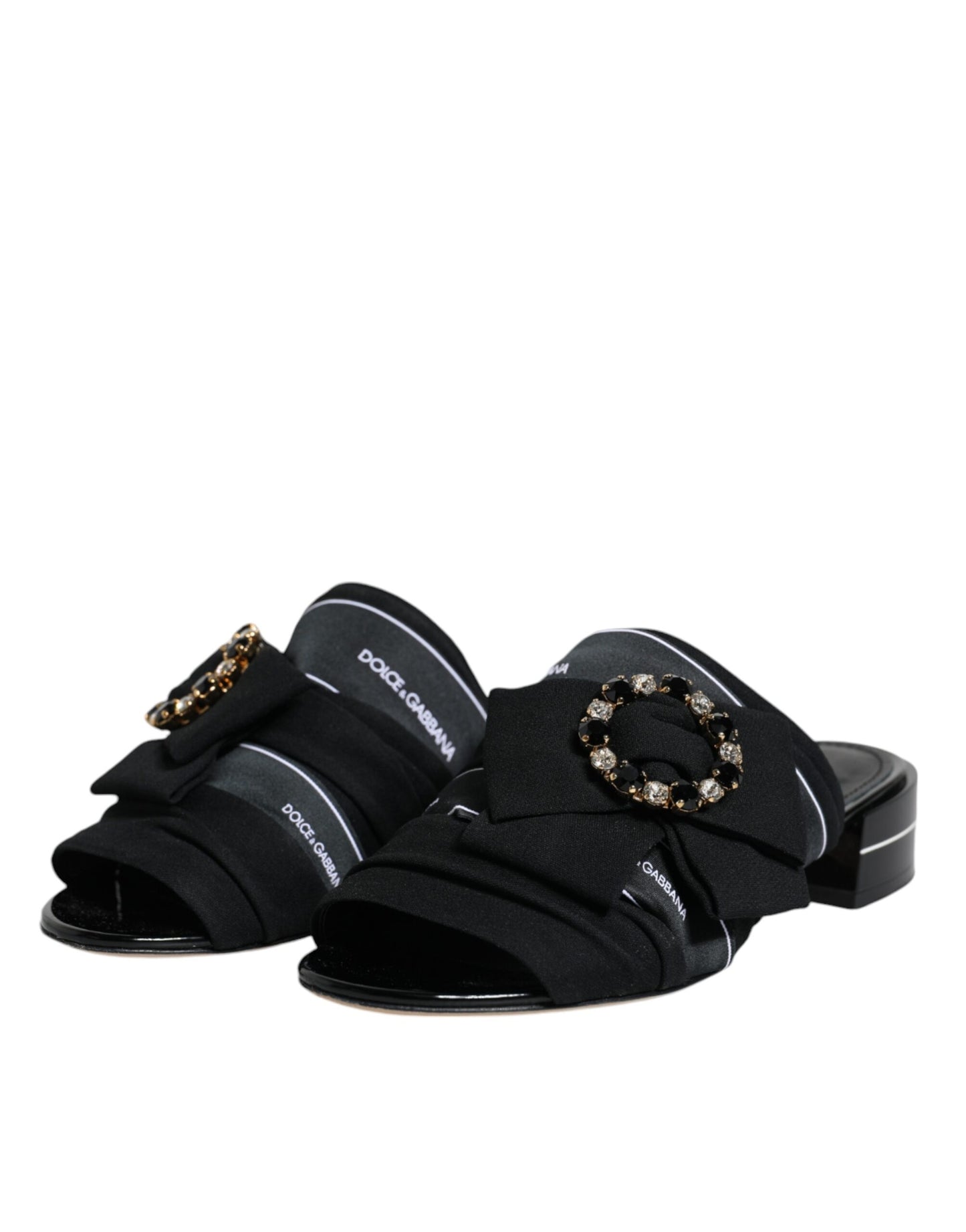Black White Crystal Slides Sandals Shoes