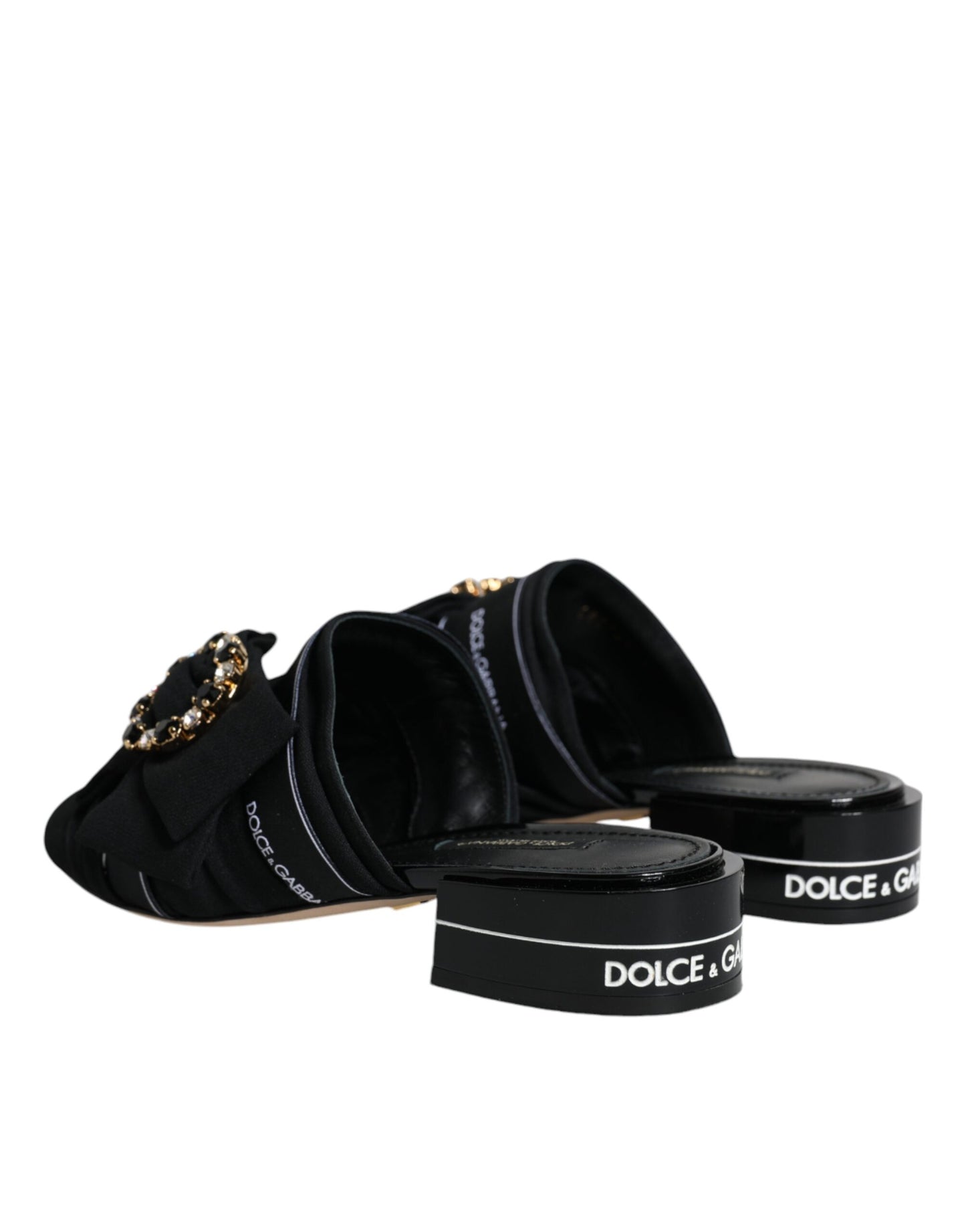Black White Crystal Slides Sandals Shoes