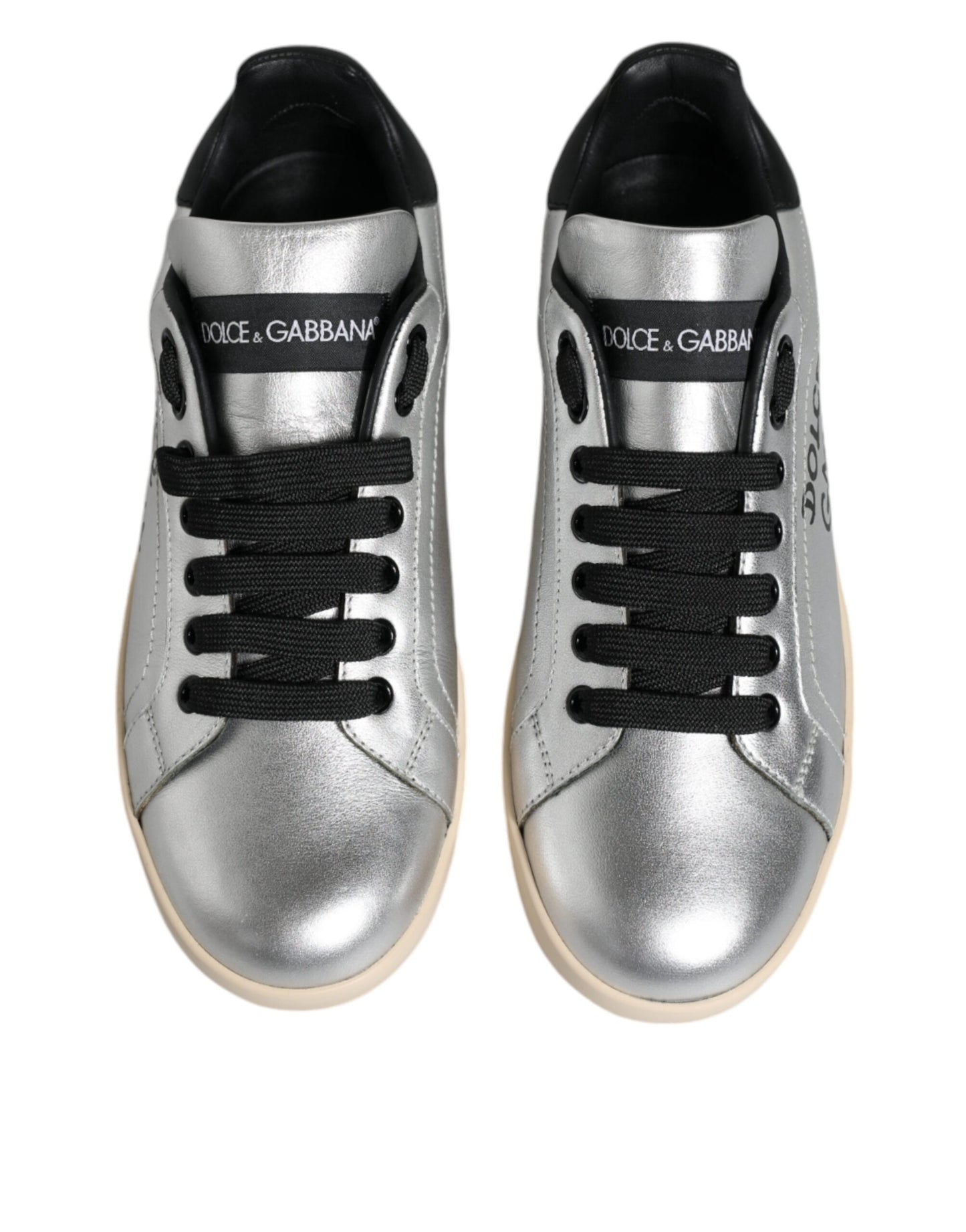 Silver Calf Leather Portofino Sneakers Shoes