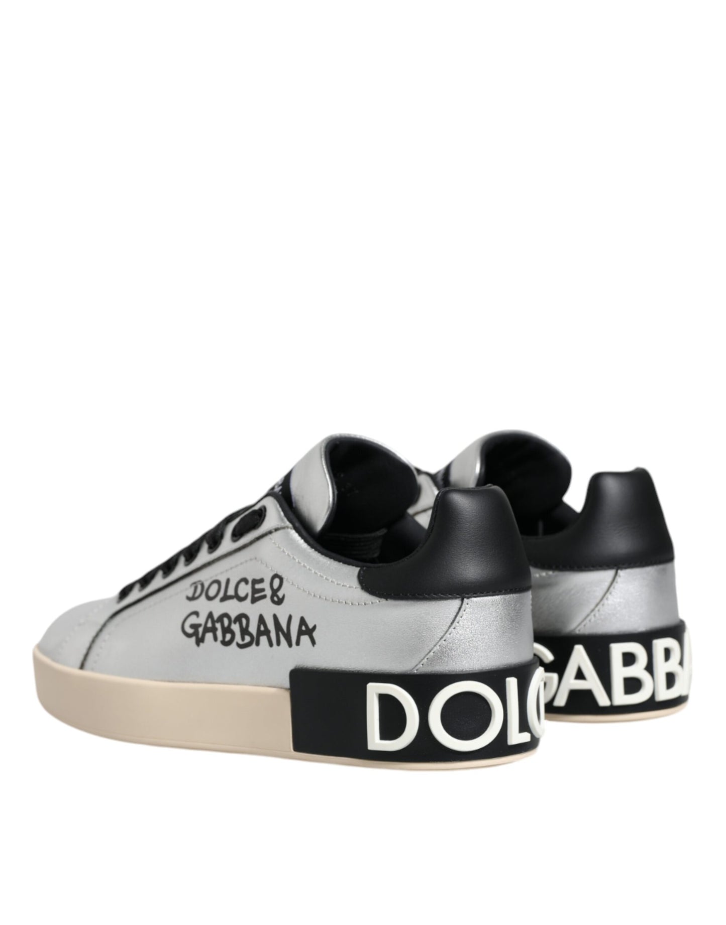 Silver Calf Leather Portofino Sneakers Shoes