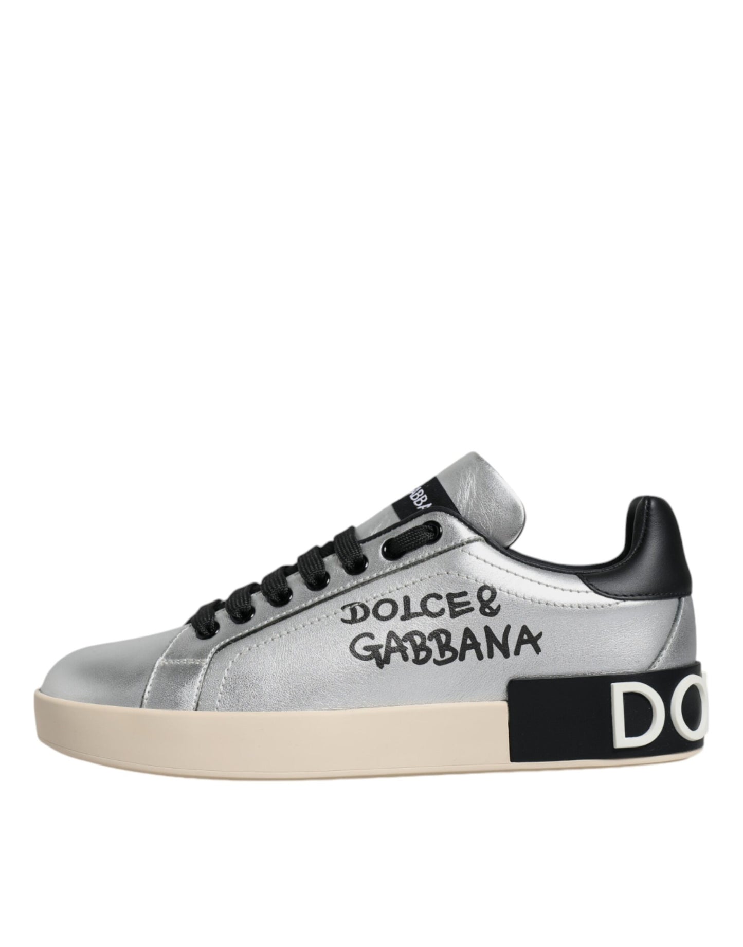Silver Calf Leather Portofino Sneakers Shoes