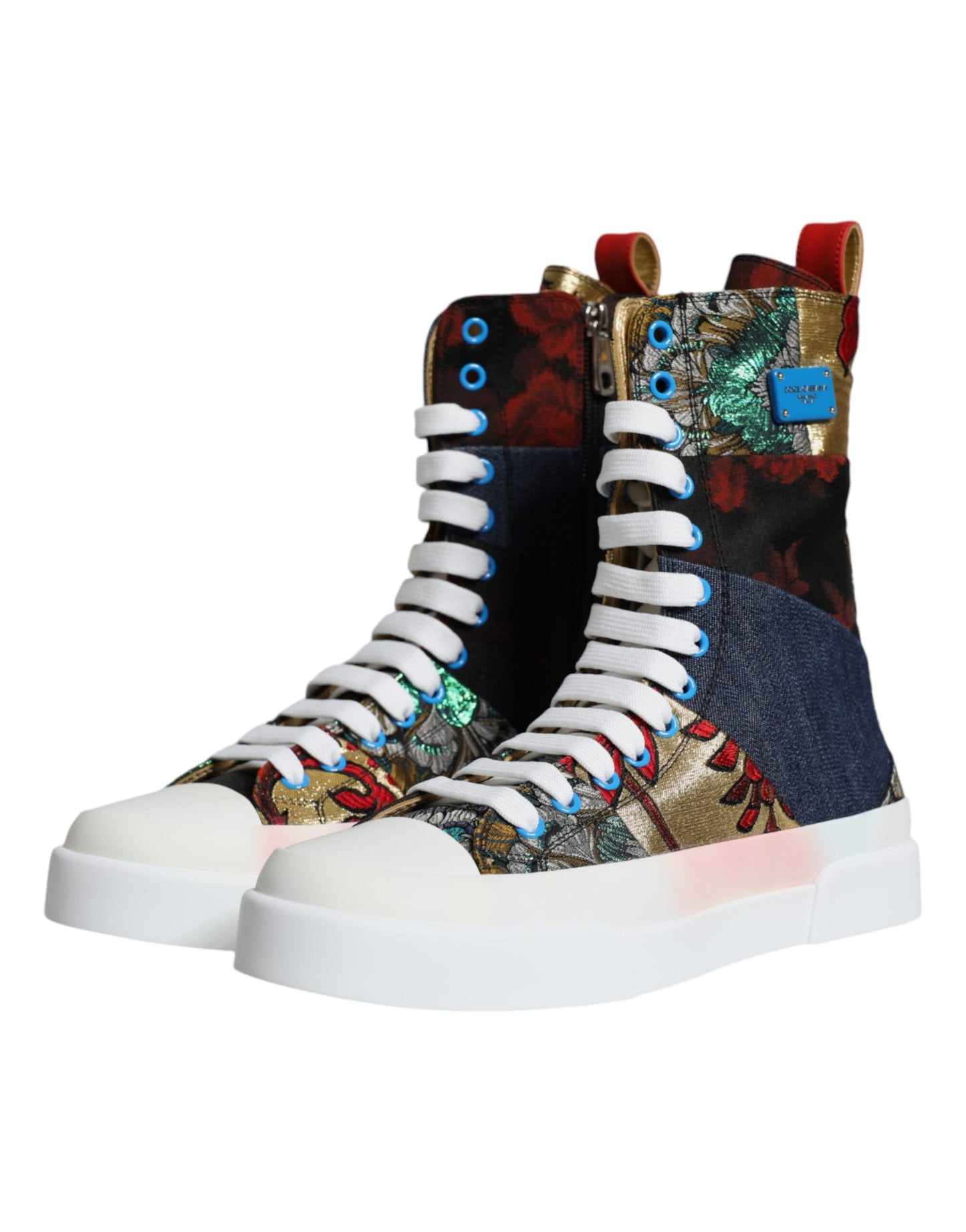 Multicolor Patchwork Logo High Top Sneakers Shoes