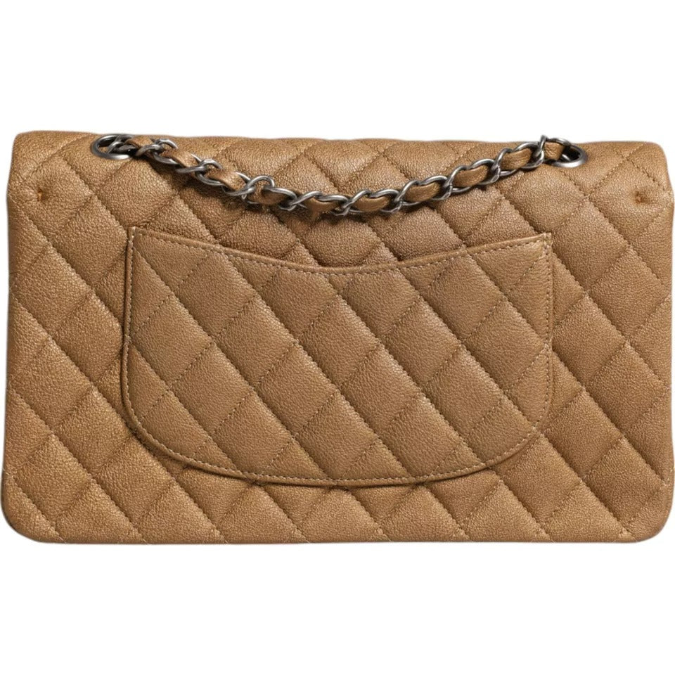 Dark Gold Medium Classic Double Flap Ruthenium Shoulder Bag