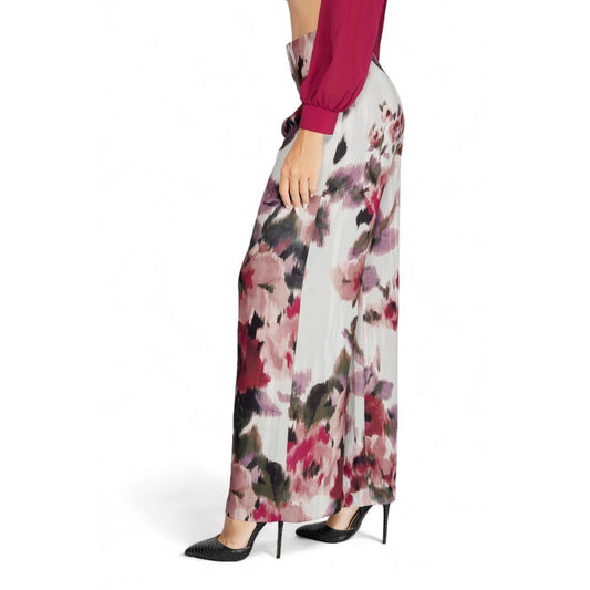 Bordeaux Polyester Casual Pants