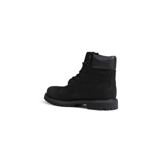 Black Recycled Leather Lace-Up Boots