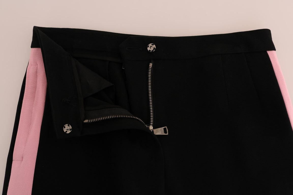 Chic Black Capri Pants with Pink Side Stripes
