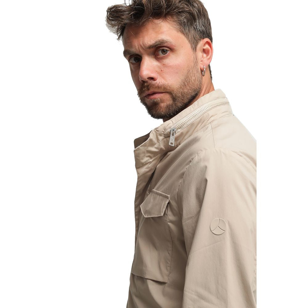 Beige Cotton Men Jacket