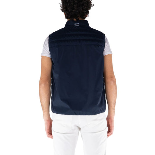 Blue Polyester Men's Vest
