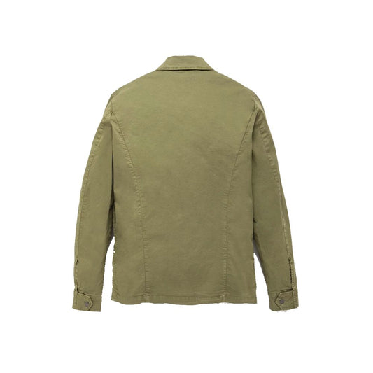 Green Cotton Men Jacket