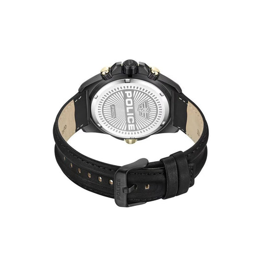 Black Artificial Leather Dress Watch