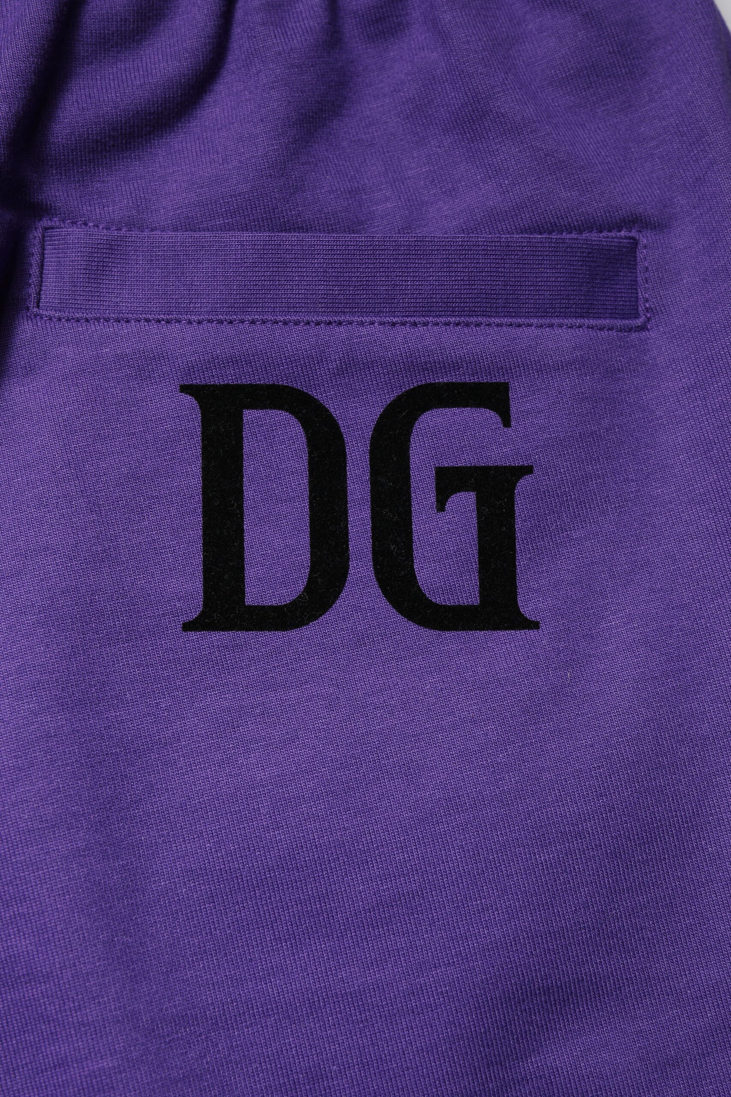 Purple Cotton Men Bermuda Sweatshorts Shorts