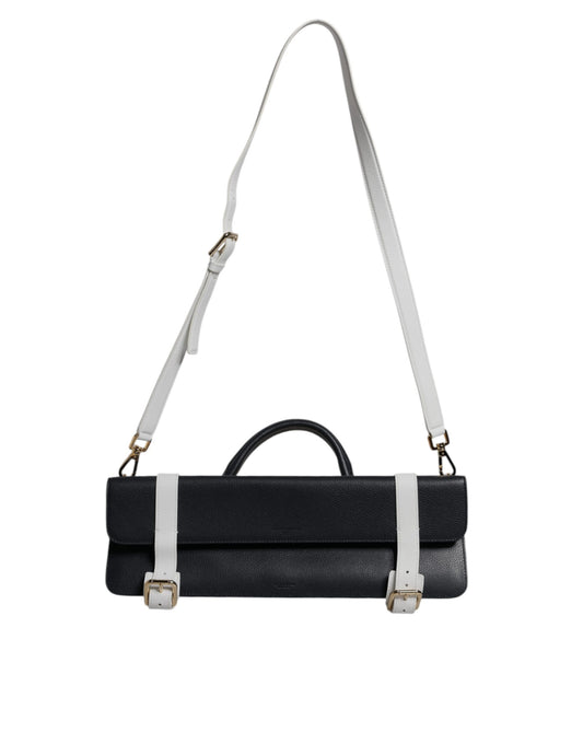 Blue White Calfskin Leather Crossbody Shoulder Bag