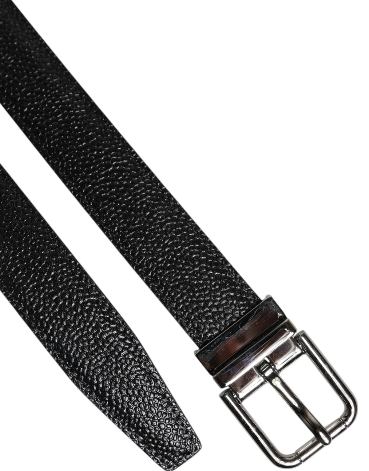 Black Calf Leather Classic Metal Buckle Belt
