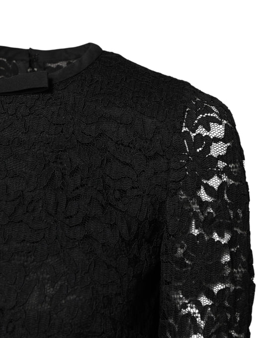 Black Lace STAFF Crew Neck Long Sleeves Top