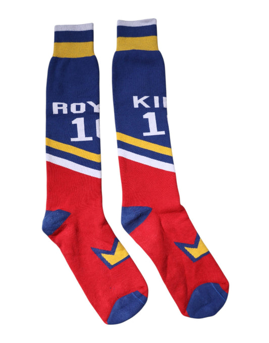 Multicolor Printed Cotton Over Calf Socks