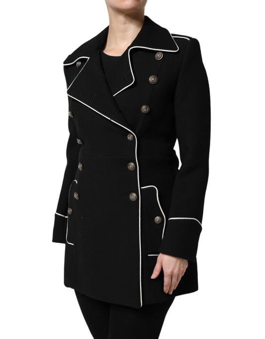Black Wool Double Breasted Blazer Jacket