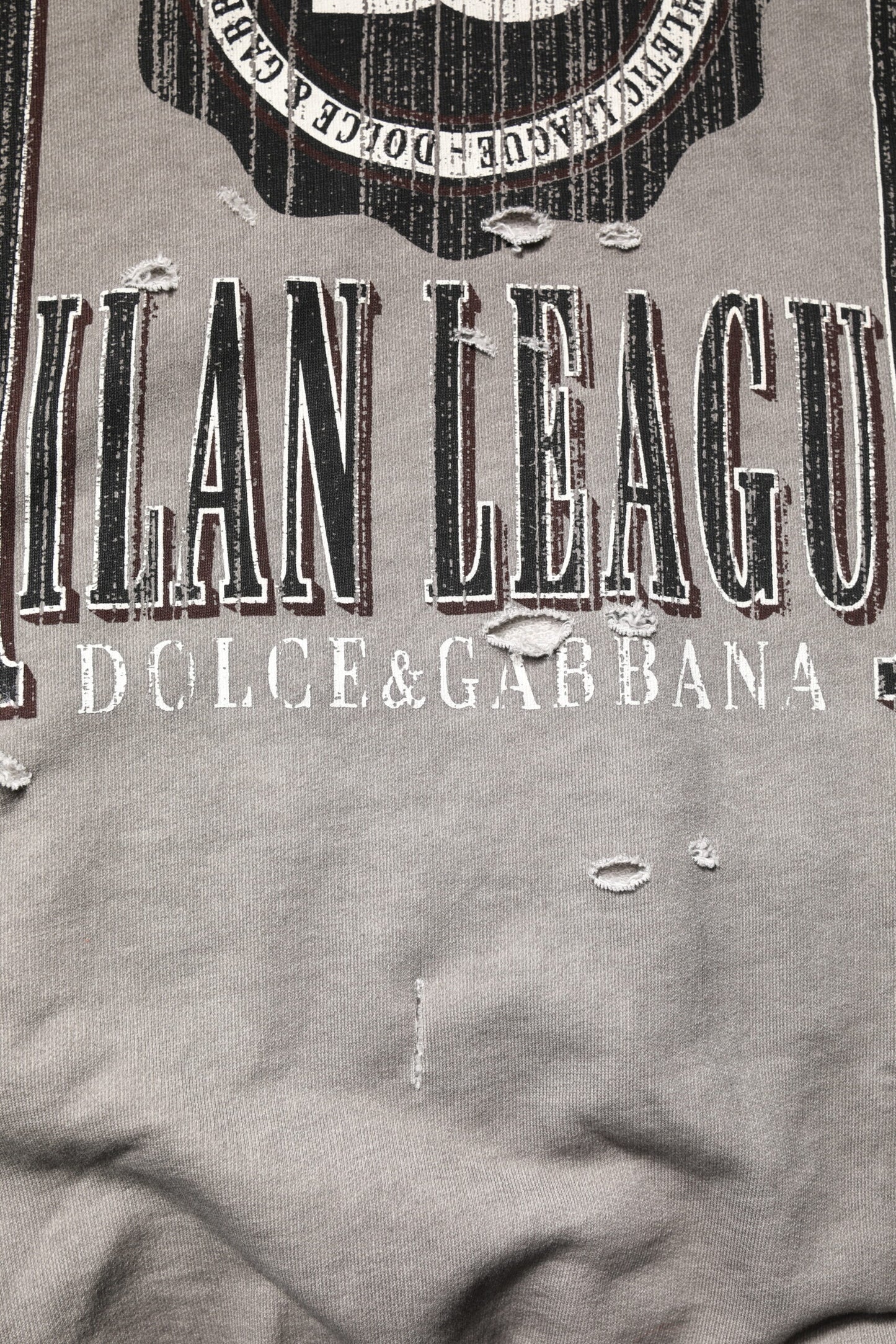 Gray Logo Print Crew Neck Pullover Sweater
