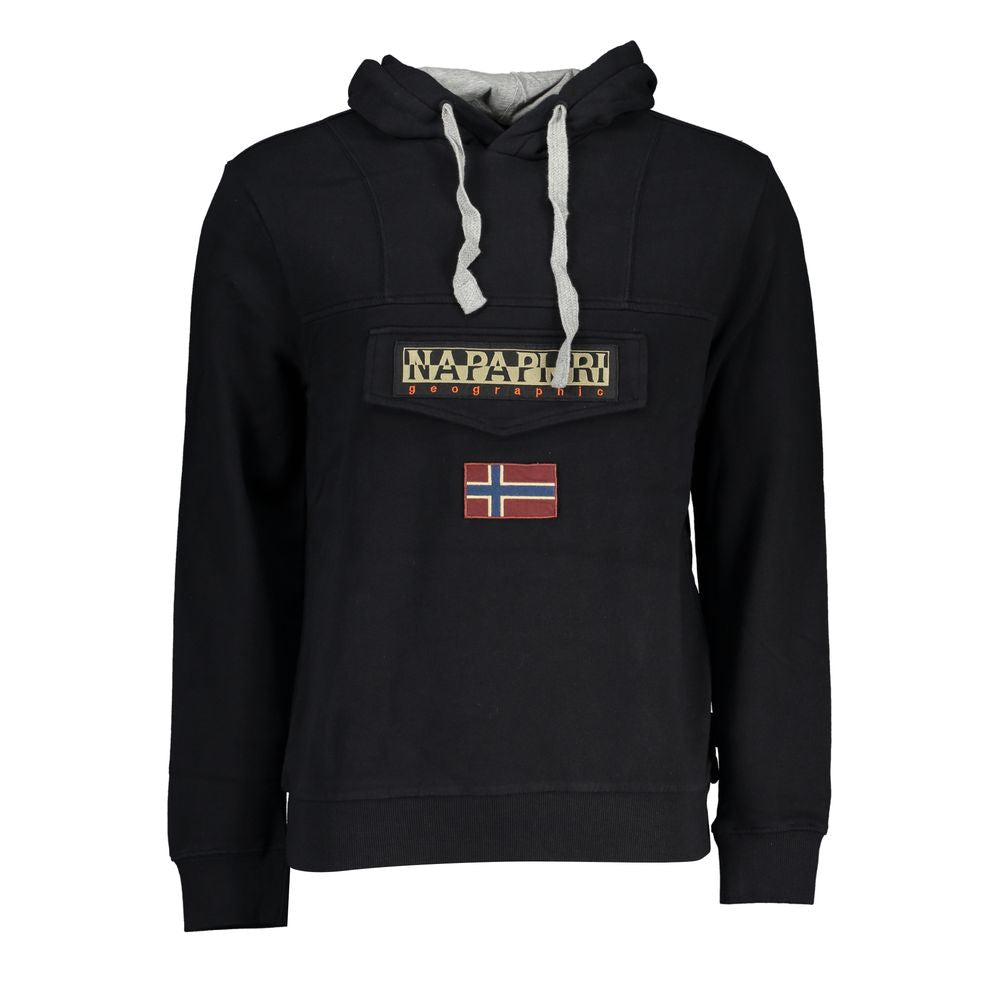 Black Cotton Men's Hooded Sweater