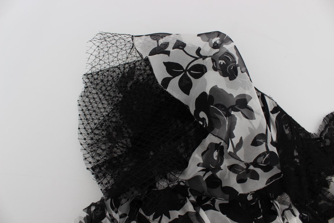 Floral Lace Maxi Dress in B&W