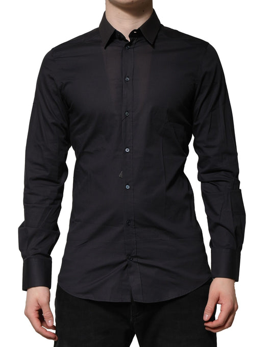 Blue Cotton GOLD Long Sleeves Formal Shirt