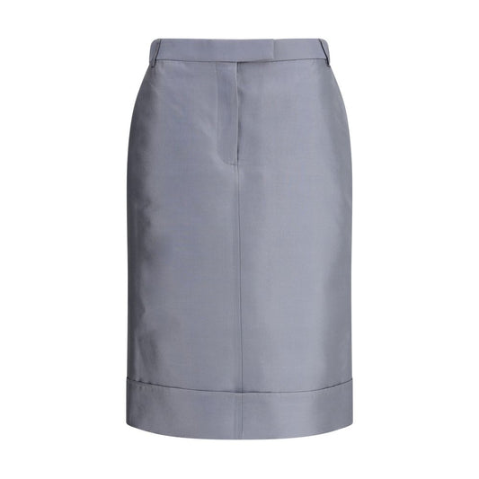 Gray Wool Midi Skirt