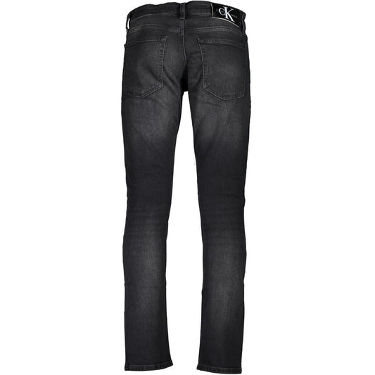Black Cotton Men's Slim-Fit Jeans