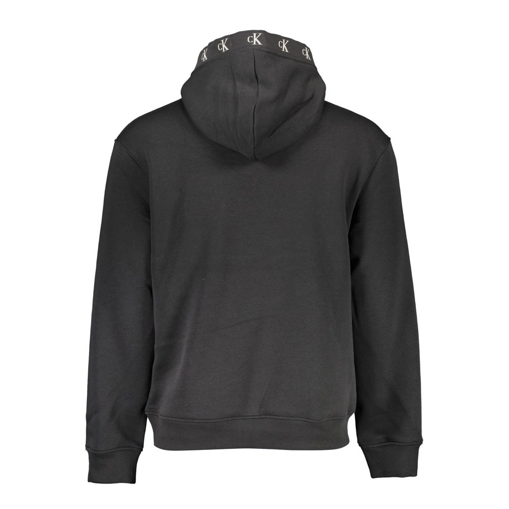 Black Cotton Men's Sweatshirt with Hood
