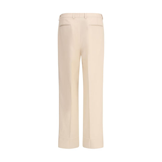 Cream Fleece Wool Dress Pants