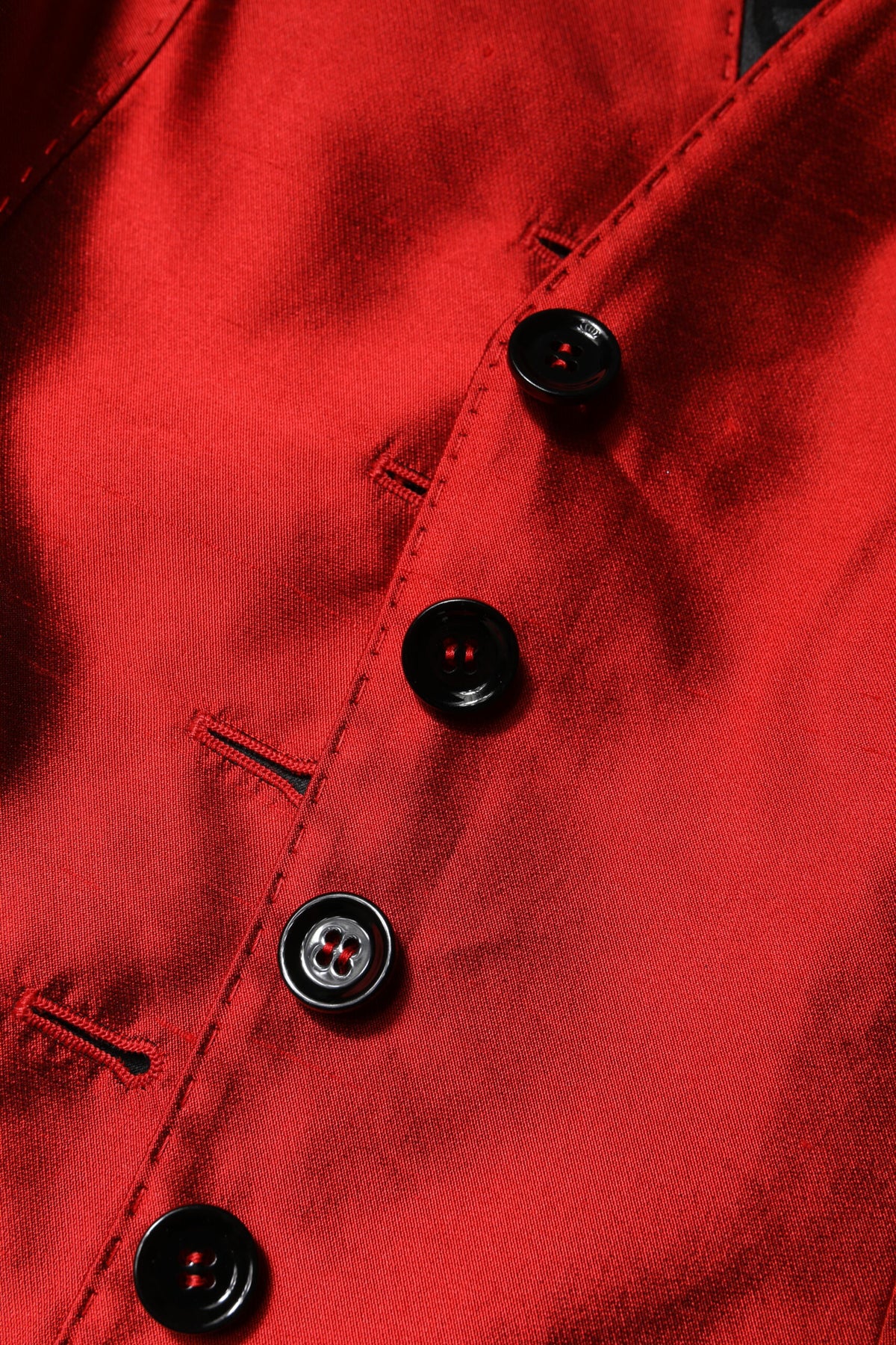 Red Black Button Down Sleeveless Vest Top
