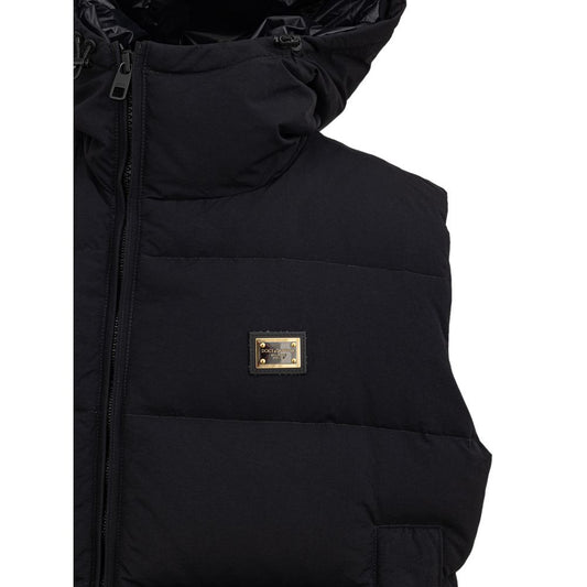 Black Polyester Sleveless Jacket